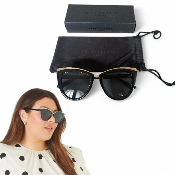 Prive Revaux The Juliette Black Sunglasses  NEW Polarized Cat Eye - Picture 1 of 10